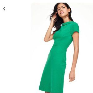 Boden Womens Betty Ottoman Dress Green 8P Short Sleeve Collar